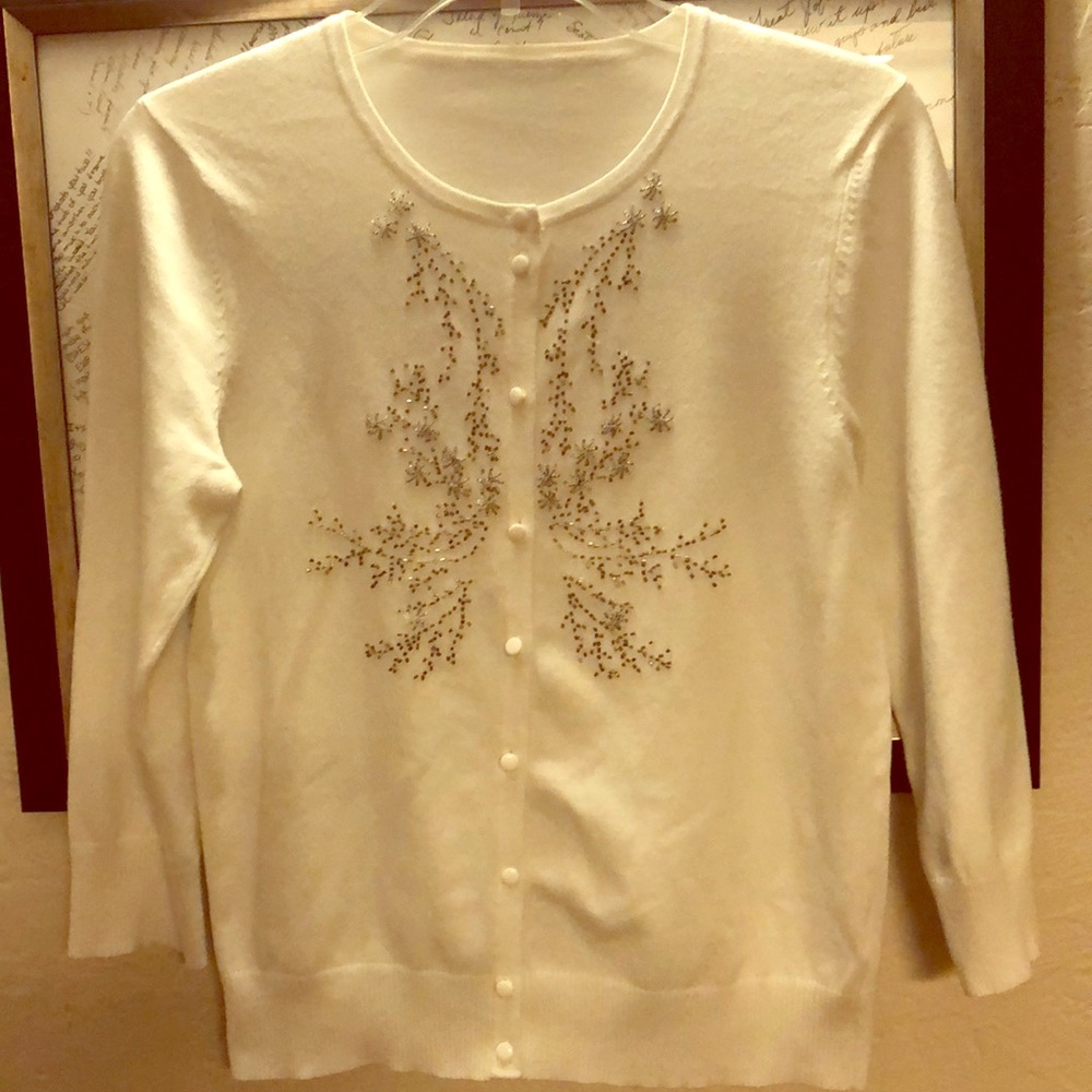 White cardigan